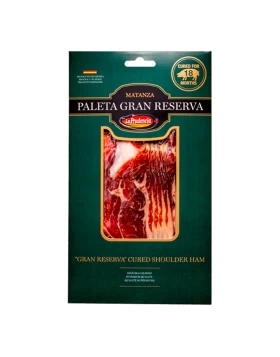 JAMON PALETA SERRANO GRAN RESERVA LA PRUDENCIA ΧΟΙΡΙΝΗ ΣΠΑΛΑ 18 ΜΗΝΩΝ ΣΕ ΦΕΤΕΣ 100gr