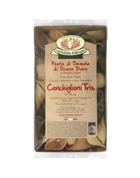 CONCHIGLIONI ΤΡΙΧΡΩΜΑ RUSTICHELLA D'ABRUZZO ΑΠΟ ΣΙΜΙΓΔΑΛΙ ΣΚΛΗΡΟΥ ΣΙΤΟΥ 500gr