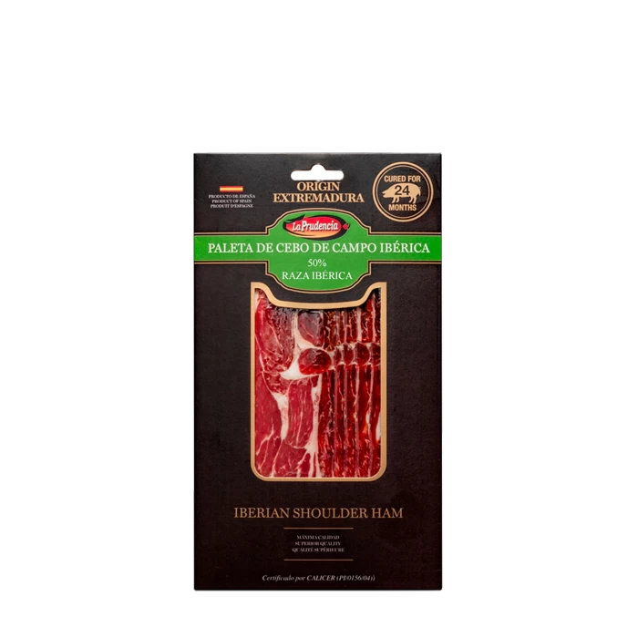 JAMON PALETA LA PRUDENCIA IBERICO CEBO DE CAMPO ΧΟΙΡΙΝΗ ΣΠΑΛΑ 24 ΜΗΝΩΝ ΣΕ ΦΕΤΕΣ 100gr