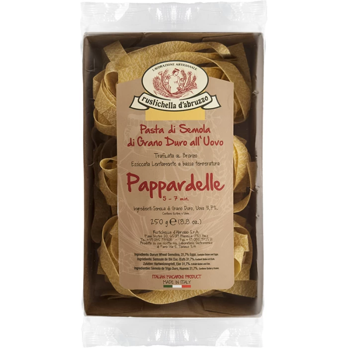 PAPPARDELLE ΑΒΓΟΥ RUSTICHELLA D'ABRUZZO ΑΠΟ ΣΙΜΙΓΔΑΛΙ ΣΚΛΗΡΟΥ ΣΙΤΟΥ 250gr