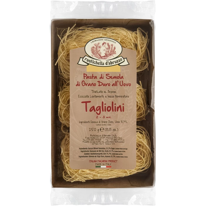 TAGLIOLINI ΑΒΓΟΥ RUSTICHELLA D'ABRUZZO ΑΠΟ ΣΙΜΙΓΔΑΛΙ ΣΚΛΗΡΟΥ ΣΙΤΟΥ 250gr